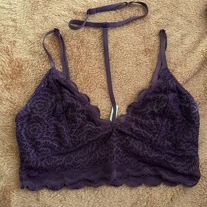 Floral Lace Scallop Trim Bralette Wireless Bra Adjustable Strap Crop Cami Tops